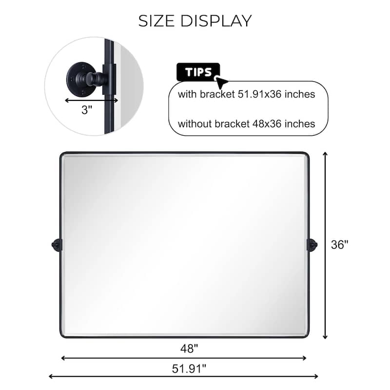 TEHOME Lutalo horizontal Beveled Bathroom / Vanity Mirror
