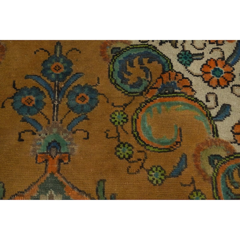 Hand Knotted Oriental 100% Wool Carpet Traditional Floral Oranges & Rust Tabriz Area Rug - 12' 3'' X 9' 3''