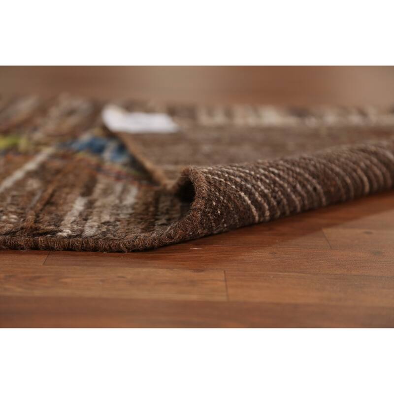 Geometric Moroccan Oriental Runner Rug Hand-Knotted Wool Carpet - 3'6" x 12'6"