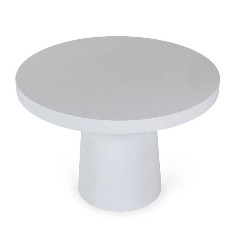 Cid Deso Dining Table, White Concrete Tapered Base, Round 43 Inch Top