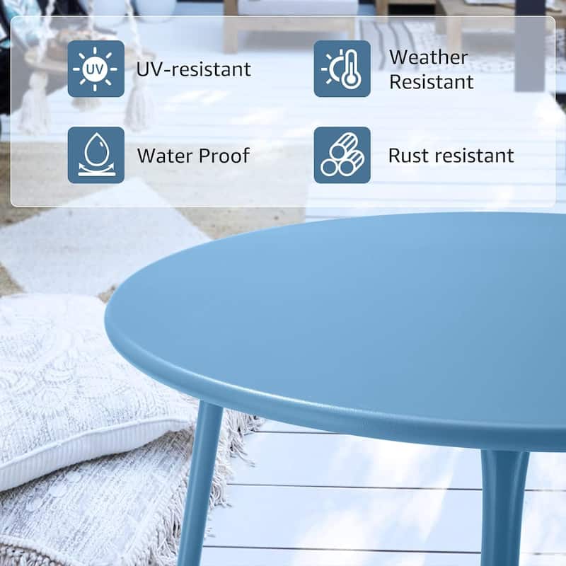 Patio Side Tables for Outside, Small End Table Accent Table Metal Round for Deck Garden Porch Balcony Yard Lawn