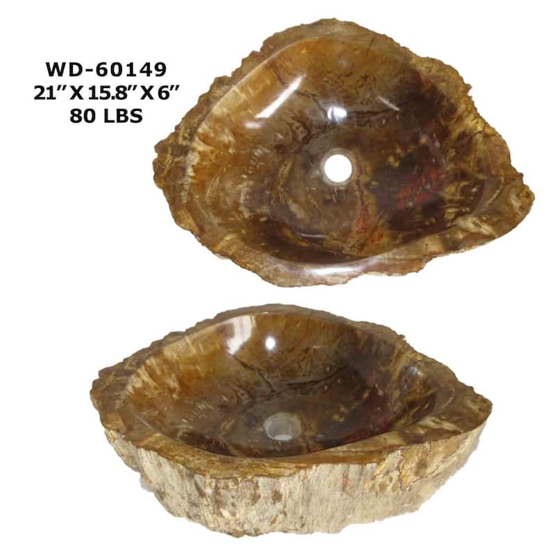 Wood Unique Handcrafted Petrified Wood Natural Stone Bathroom Vessel Sink - WD60149
