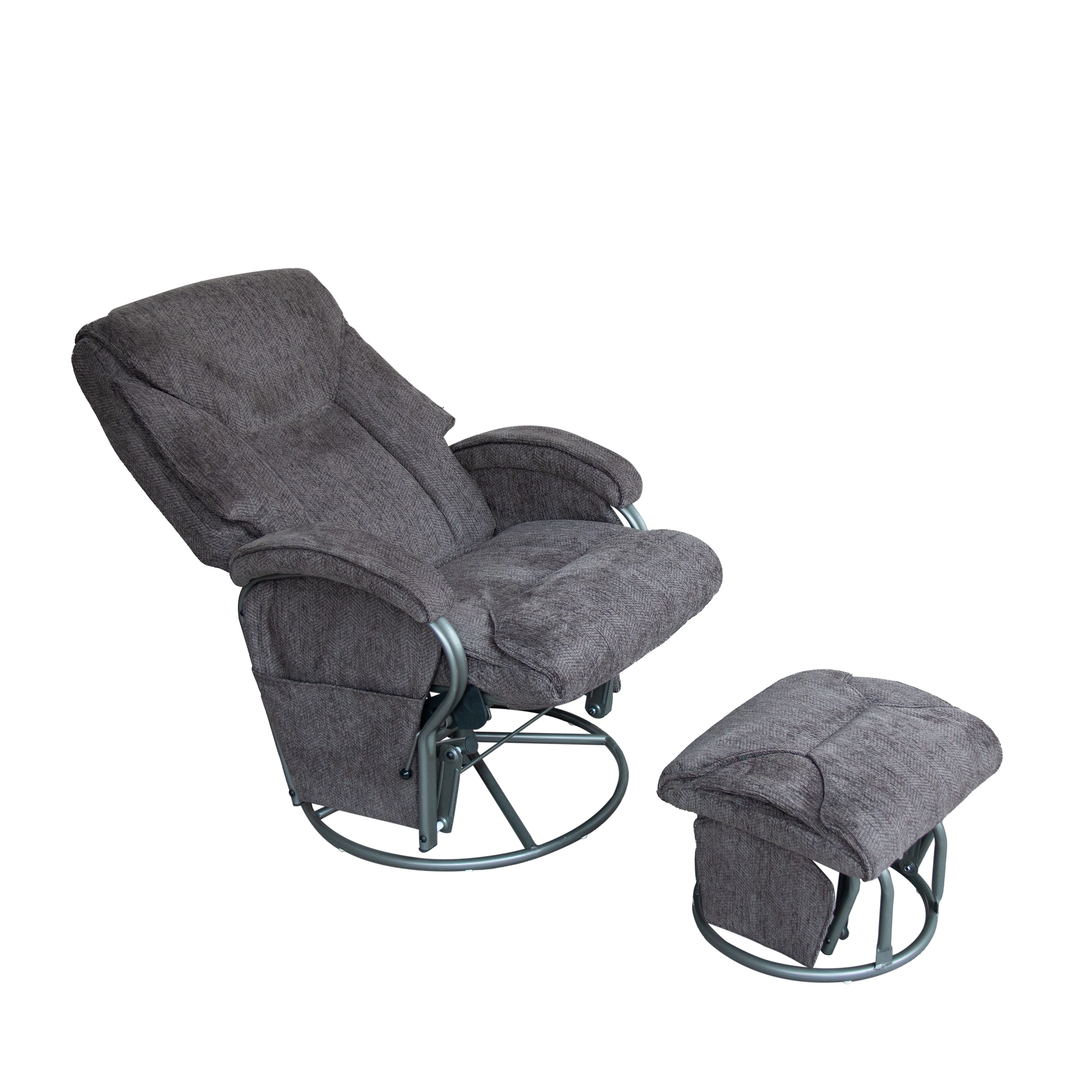 Fabric In Swivel Reclining Rocking Nursery Chair Ottoman Set