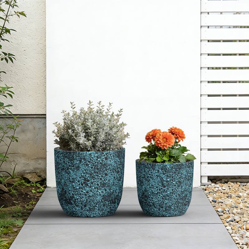 Upgraded Interior Concrete Round Planter with Drainage Holes