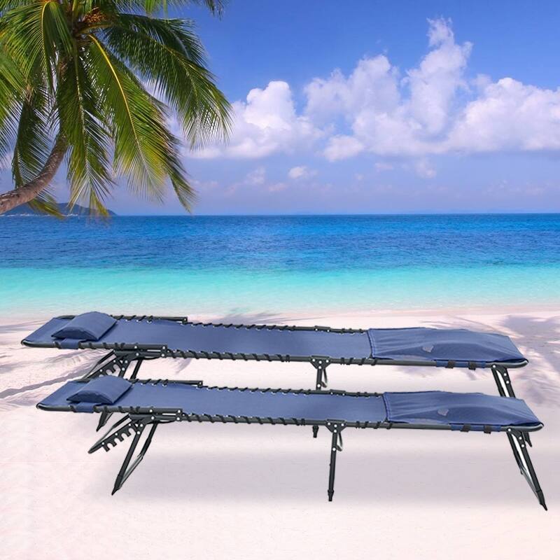 Face Down Chaise Lounge Chair 5-Position Adjustable Sunbathing, Foldable Tanning Chair with Fac, Beach(2 Pcs)
