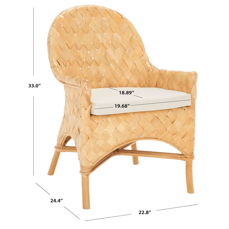 SAFAVIEH Helle Woven Dining Chair with Cushion - 23" W x 25" D x 33" H - 23Wx24Dx33H