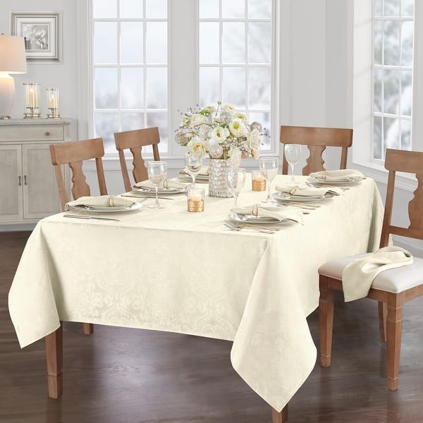 Elrene Caiden Elegance Damask Tablecloth - 52 x 52 - Ivory