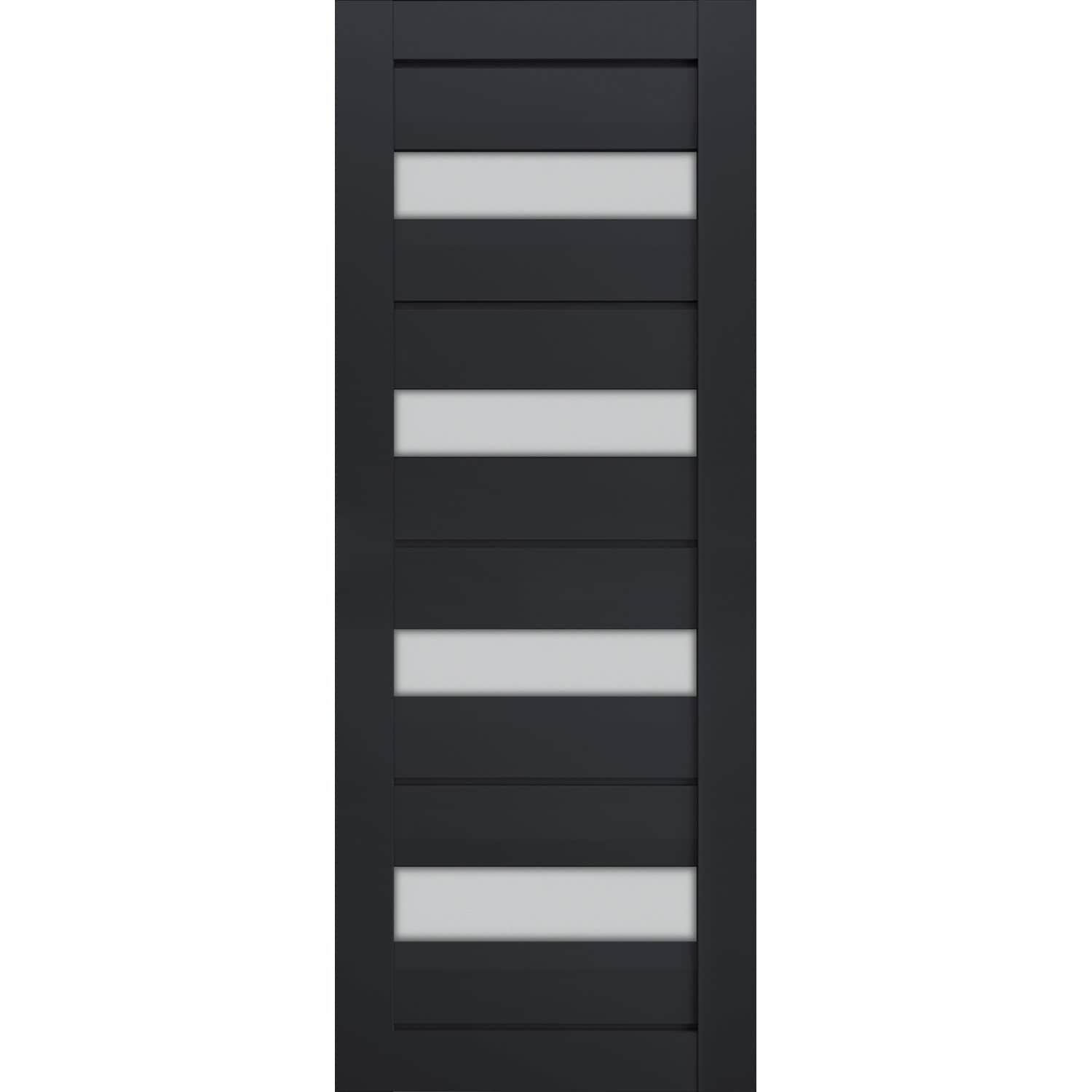 Slab Barn Door Panel Frosted Glass Veregio 7455 Antracite Sturdy Finished Doors Pocket Closet Sliding-18" x 80"
