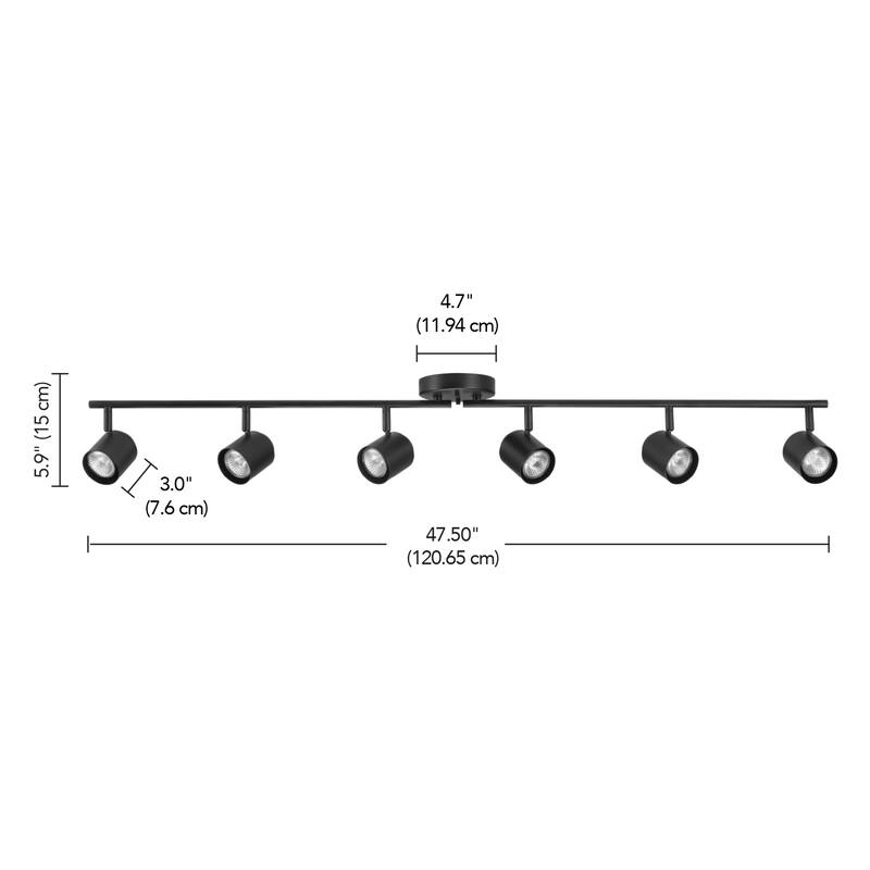 47" 6-Light Matte Black Foldable Track Lighting with Pivoting Track Heads - 4.7"