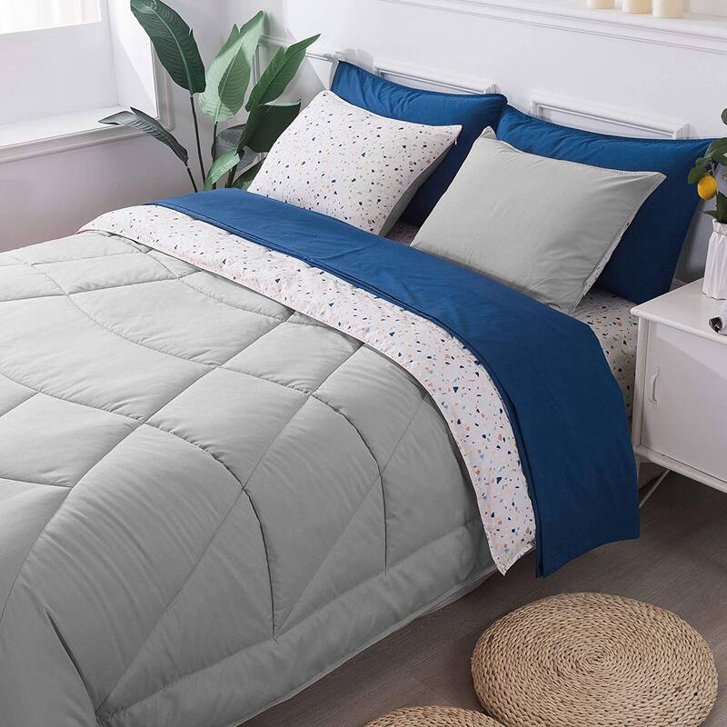 KASENTEX 5 or 7 Piece Bed in A Bag Microfiber Down Alternative Comforter Bedding Set with Sheets and Pillow Cases All Season