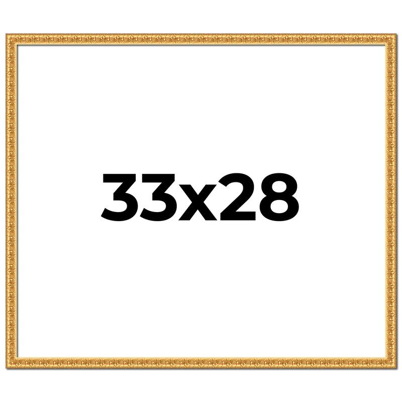 33x28 Frame Gold Real Wood Picture Frame Width 1 inches | Interior