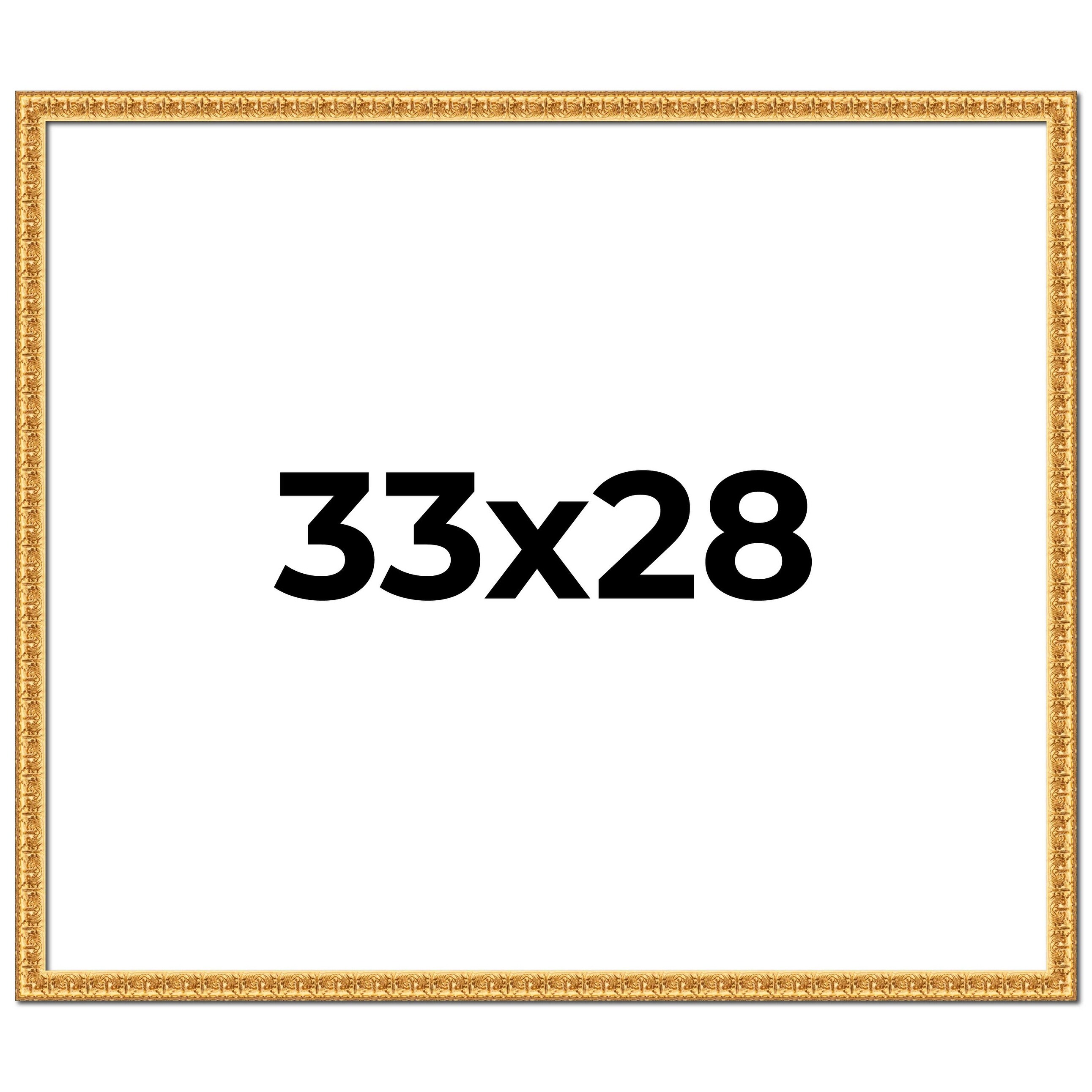 33x28 Frame Gold Real Wood Picture Frame Width 1 inches | Interior