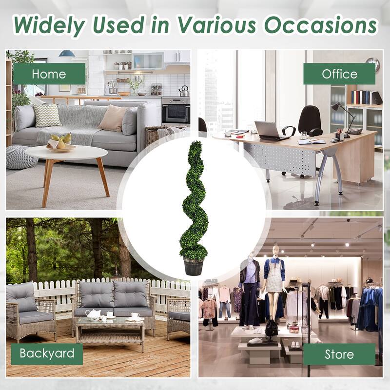 Costway 2 Pack 4FT Artificial Spiral Boxwood Topiary Tree Indoor - See details