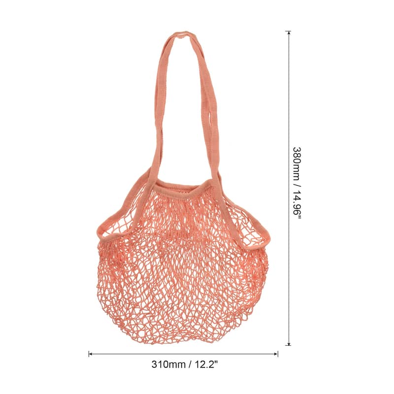 Cotton Mesh Bag, 15x12.2" Long Handle Mesh Net Grocery Bags 2 Pcs