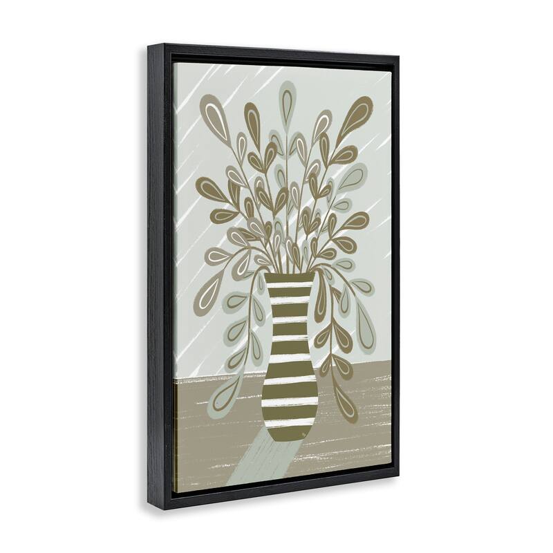 Stupell Muted Minimal Foliage Bouquet Framed Floater Canvas Wall Art Design By Martina Pavlova