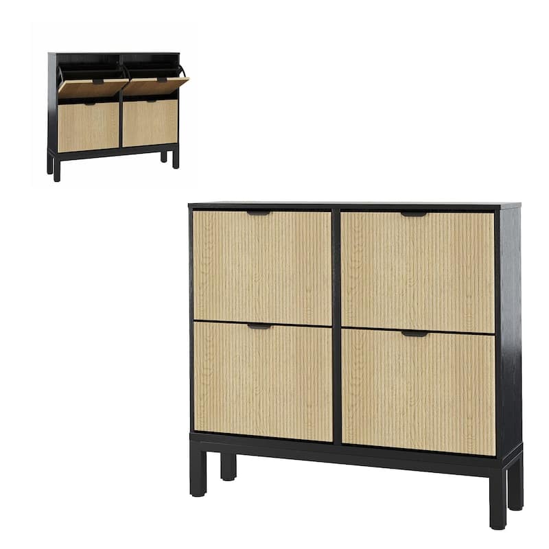 4-Door Farmhouse Shoe Storage Cabinet with Adjustable Shelves
