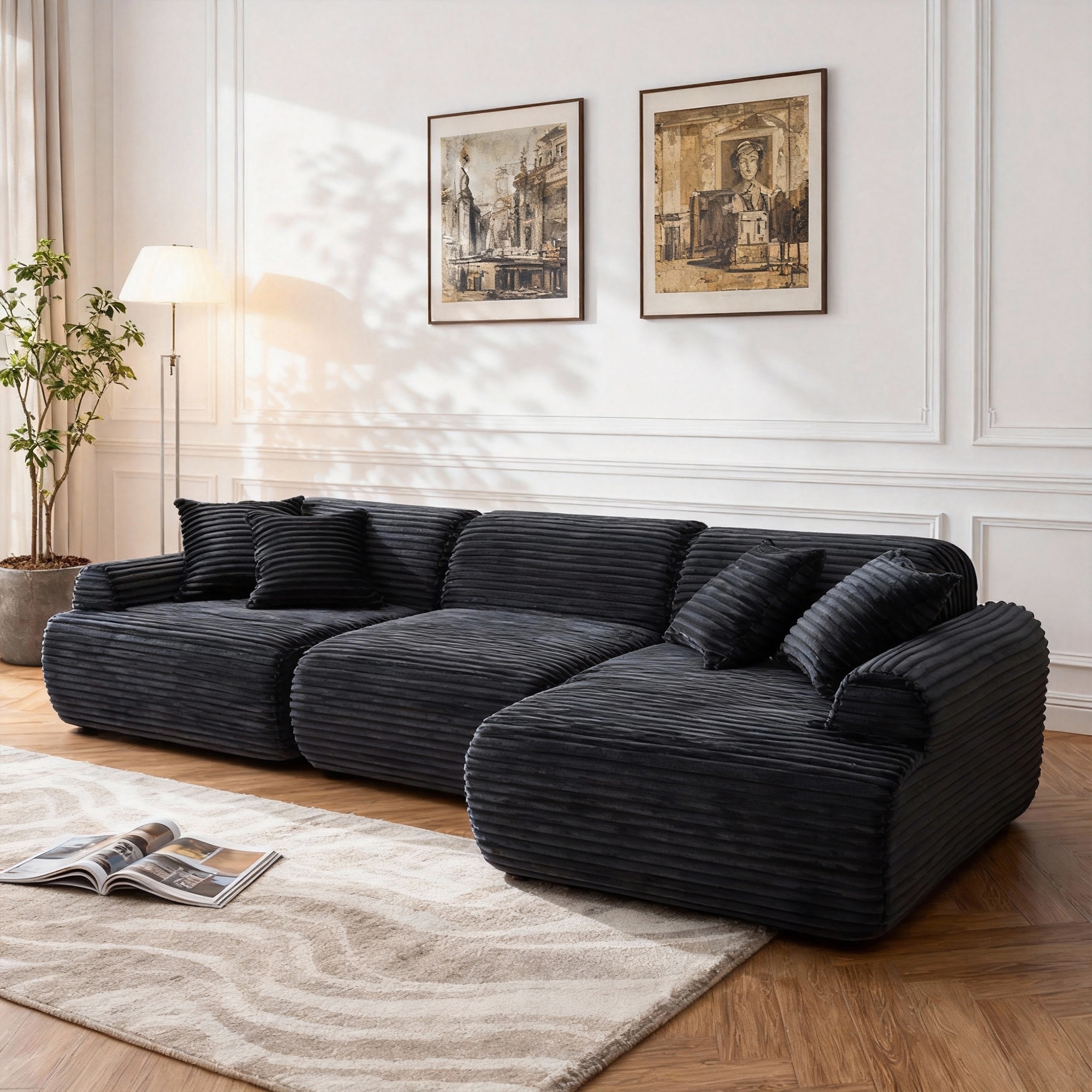 105'' Modular Sectional Sofa Couch ,Boneless couch, Compressed couch, Detachable and washable, replaceable sofa cover