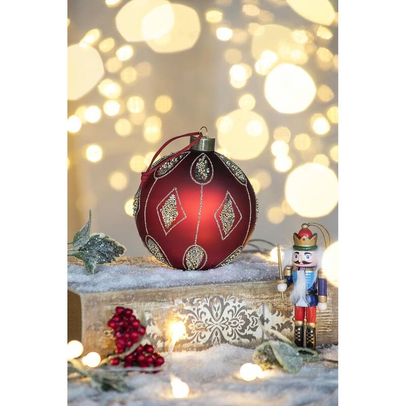 D4.7" Christmas Ball Ornaments, Glass Decorative Hanging Ball Christmas Tree Ornaments for Holiday, Set of 4