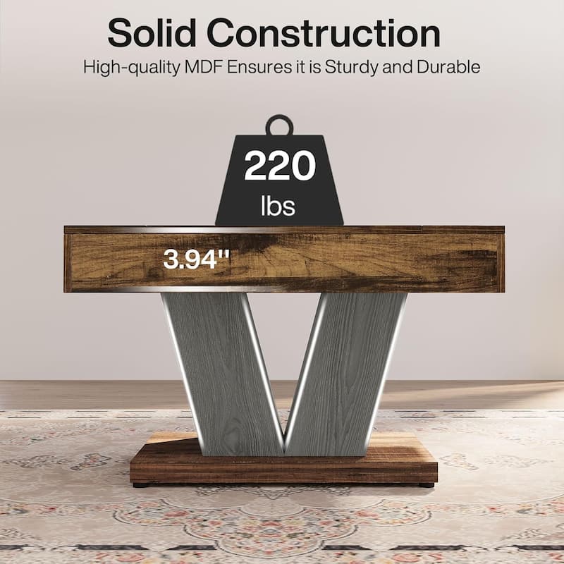 31.5" Square Coffee Table - Rustic Brown & Black