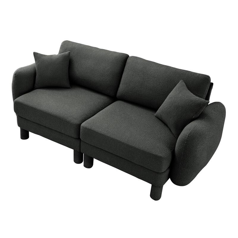 Distinctive Sofa Couch with Shell-Shaped Armrests, 2-seater Loveseat Couch Sofa Couch with Wood Frame