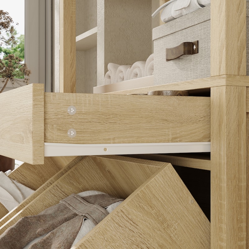 70.8" Tall Laundry Hampers, Bathroom Cabinet with Tilt-Out Baskets
