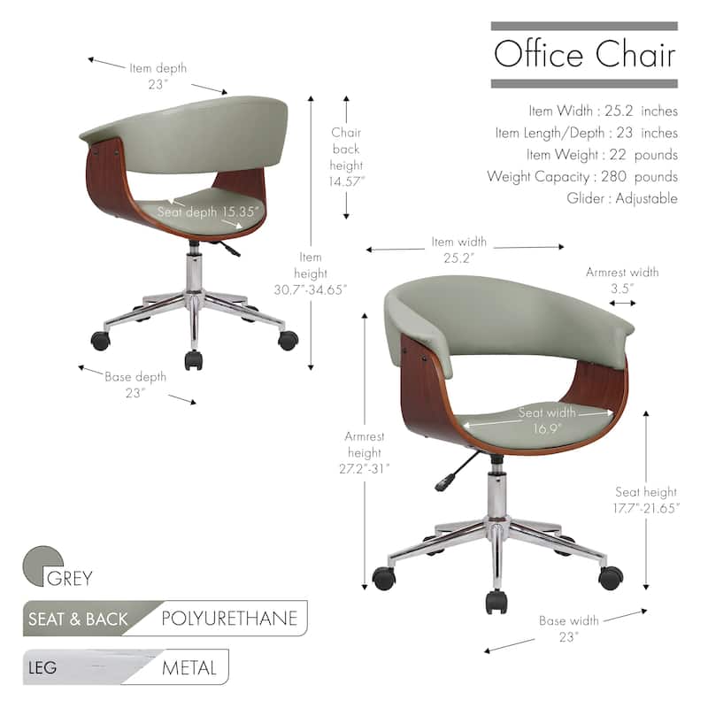 Carson Carrington Heby Faux Leather Mid-Century Office Chair