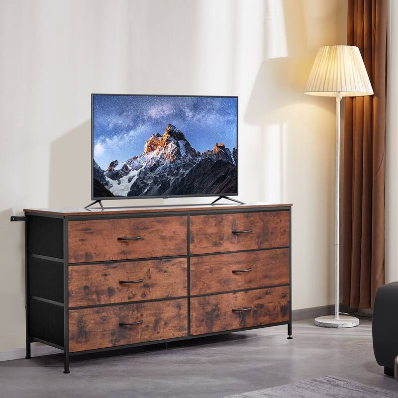 6 Fabric Drawer Closet Dresser TV Stand with Steel Frame Ideal for Any Room