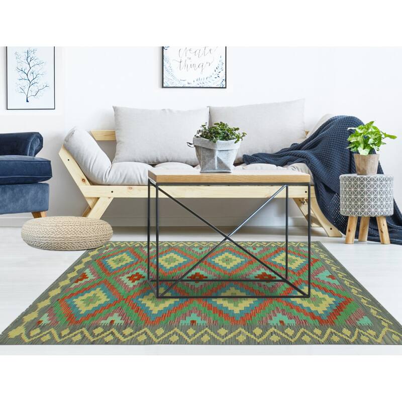 Noori Rug Sangat Flatweave Charlest Red/Grey Rug - 4'4" x 5'10"