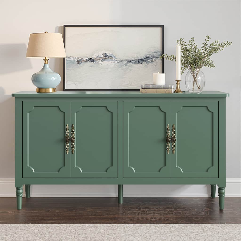 59" Accent Cabinet with 4 Doors – MDF Storage Cabinet, Adjustable Shelves, 200 lbs Top Capacity