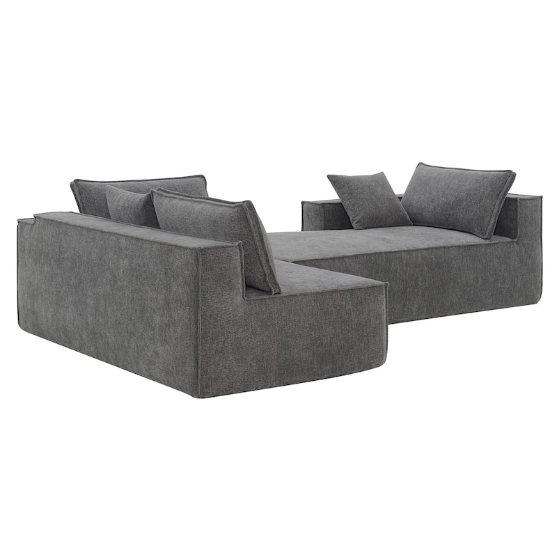 111.5" L-Shaped 4-Seater Modular Sofa with Chaise, 2 Pillows, Wrinkle-Resistant Chenille, and All-Sponge Construction