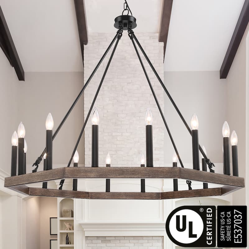 Acroma 16-light 40In Farmhouse Geometric Chandelier Candle Lighting - D 40'' * H 139''