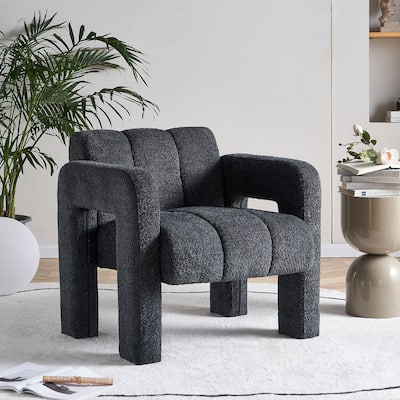 Upholstered Accent Chair 31.10" Wide Boucle Modern Accent Chair Side Chair Comfy Wide Armchair For Bedroom, Living Room