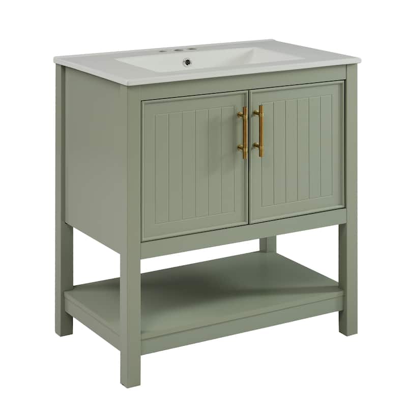 Merax Bathroom Vanity with Ceramic Sink and Versatile Storage