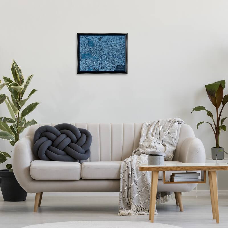 Stupell Blue Detailed London Map Framed Floater Canvas Wall Art Design By Phillipa Katz