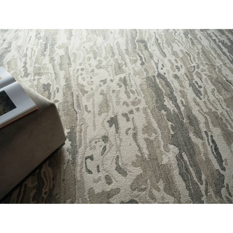 Cortero Handmade Hand Tufted New Zealand Wool Gray/Ivory Area Rug.