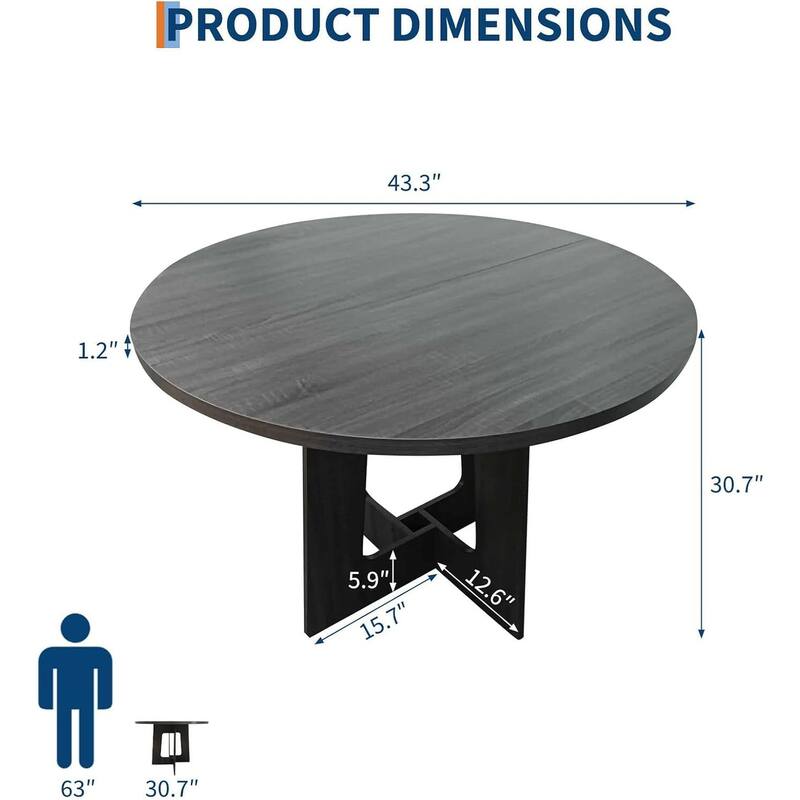 43.3" Kitchen Round Dining Table for Dining Room, Kitchen, Apartment Small Spaces (Only Table)