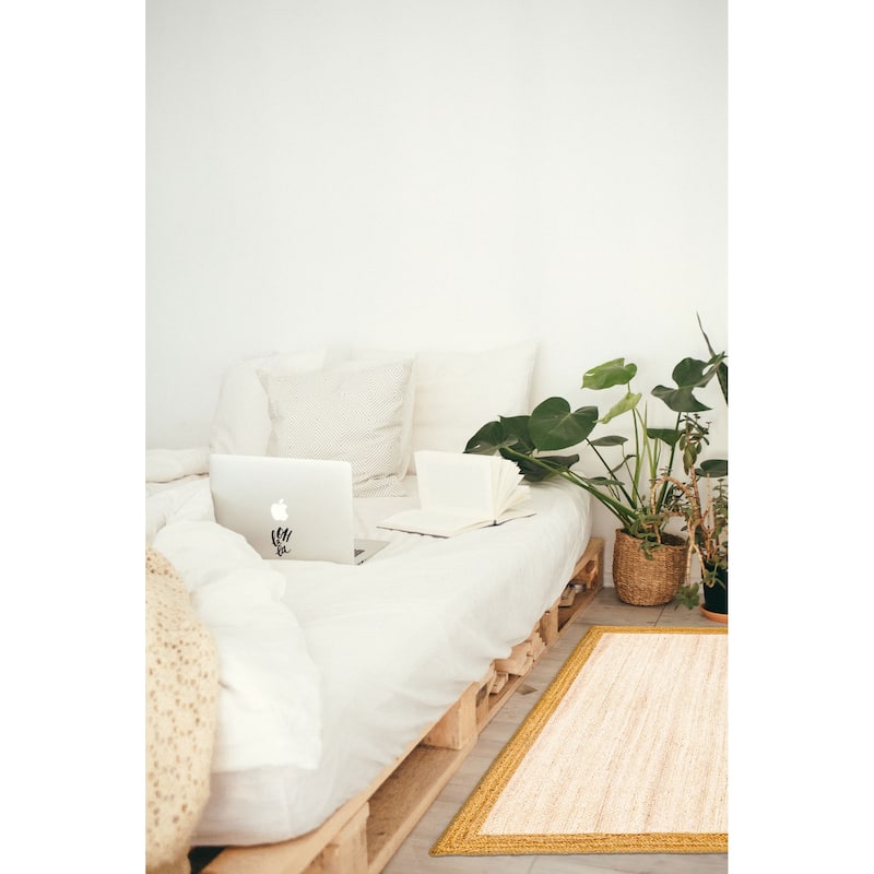 ECARPETGALLERY Flat-Weave Palas Denizli Ivory, Tan Jute Rug - 4'0 x 6'0