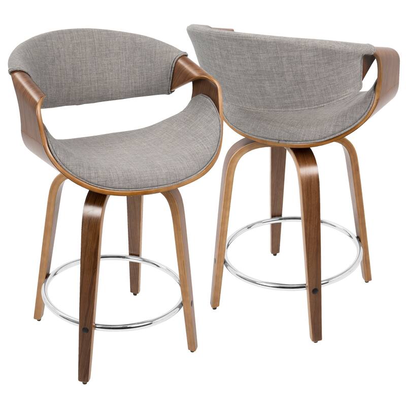 Carson Carrington Sauda 24" Fixed-Height Counter Stools with Bent Wood Legs & Round Footrest (Set of 2)