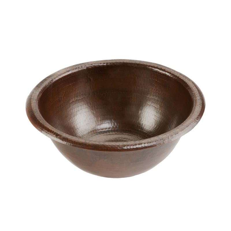 14-in Round Self Rimming Hammered Copper Bathroom Sink (LR14RDB)