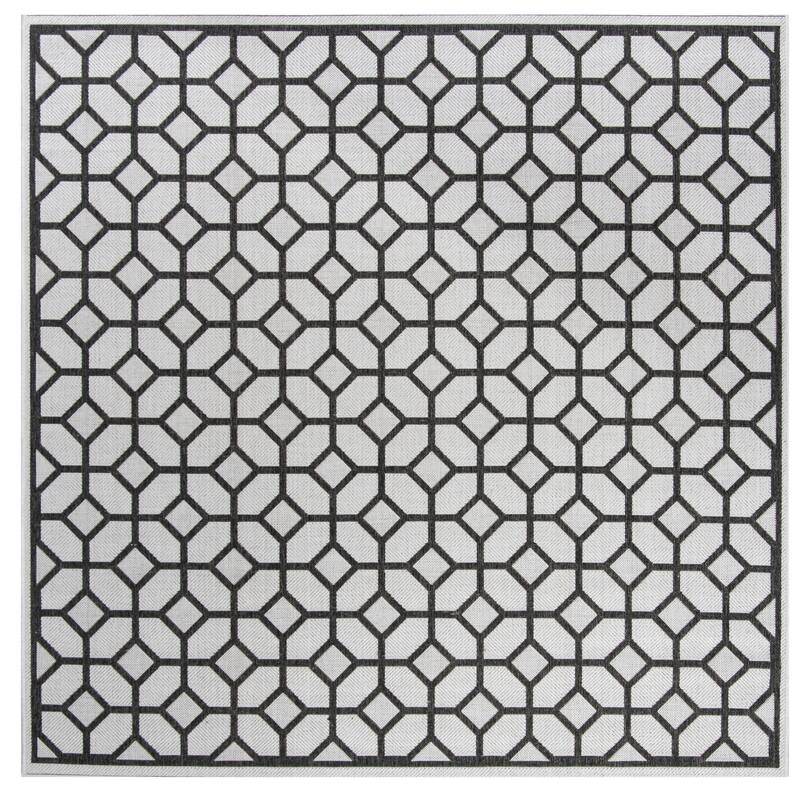 SAFAVIEH Linden Felia Indoor/ Outdoor Waterproof Patio Backyard Rug - 6'7" Square - Light Grey/Charcoal