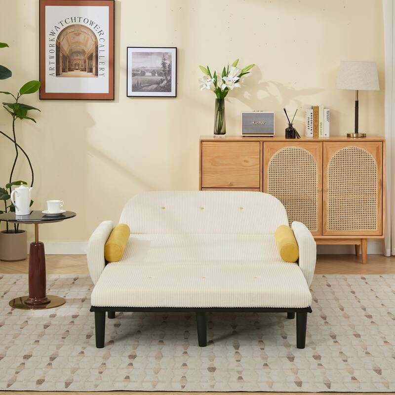 Velvet Sofa Bed, Loveseat with Adjustable Backrest, Sleeper Sofa Daybed with Built-In USB Port