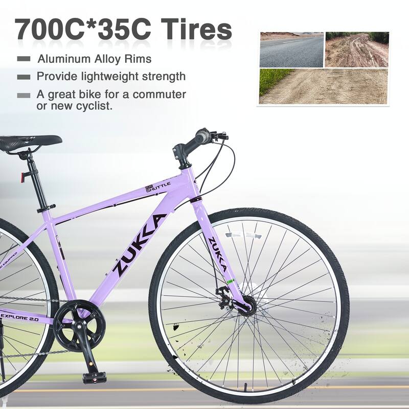 Shimano 7 Speed Double Disc Brakes 700C Road Bike,Purple
