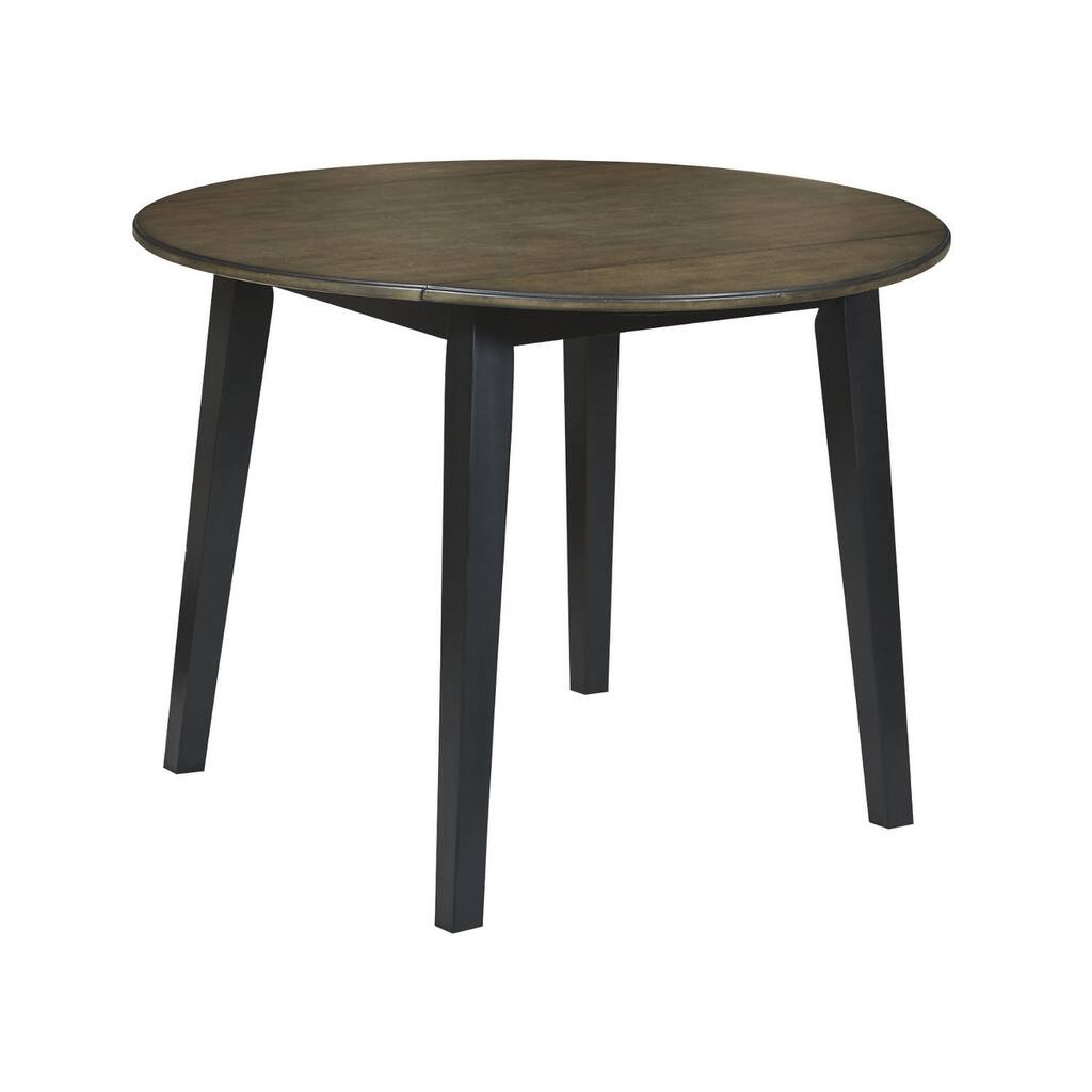 Signature Design by Ashley Earth Dance Brown and Black Wood Round Drop Leaf Table