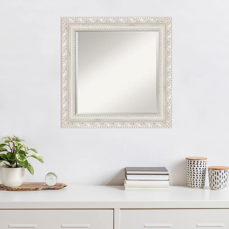 Opera Off White Beveled Wood Framed Wall Mirror - Opera Off White