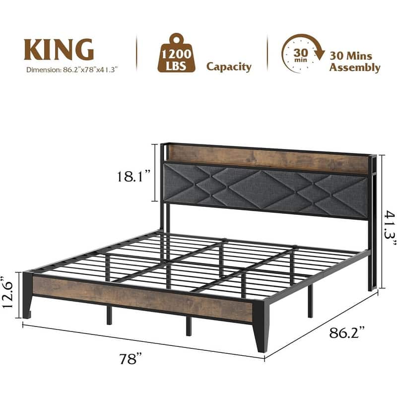 Full Size Bed Frame with Headboard