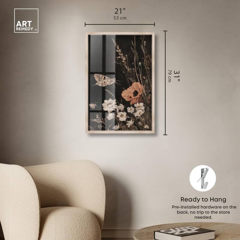 Poppy and Moth II Shadowbox by Art Remedy