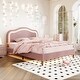 preview thumbnail 2 of 8, Twin Size Velvet Upholstered LED Bed Frame - Adjustable Height Headboard, Pink.
