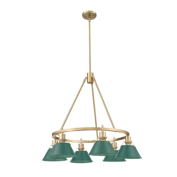 slide 1 of 1, Orwell 6-Light Chandelier in Brushed Champagne Bronze with Pine Green - 6 Light Chandelier