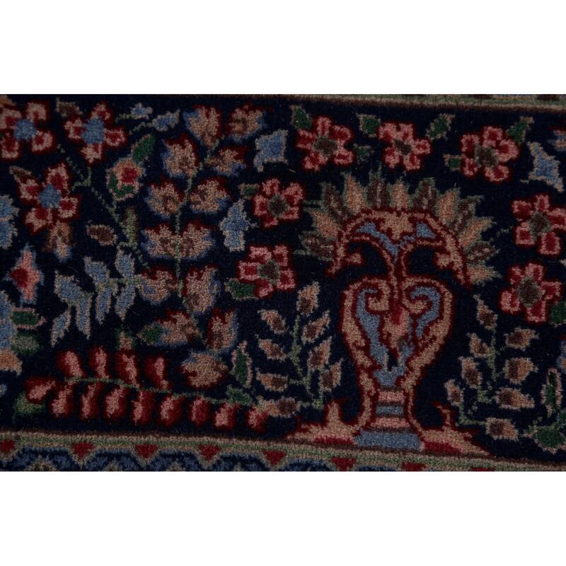 Vegetable Dye Blue Kerman Chinese Area Rug Hand-Knotted Wool Carpet - 7'0"x 10'0"