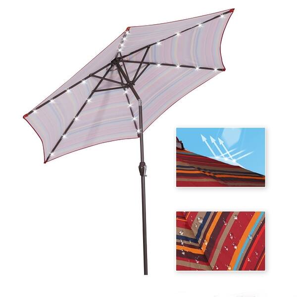 barton 9 ft steel outdoor market patio umbrella 9' Outdoor Patio Steel Market Umbrella with 24 LED Lights - Bed Bath &  Beyond